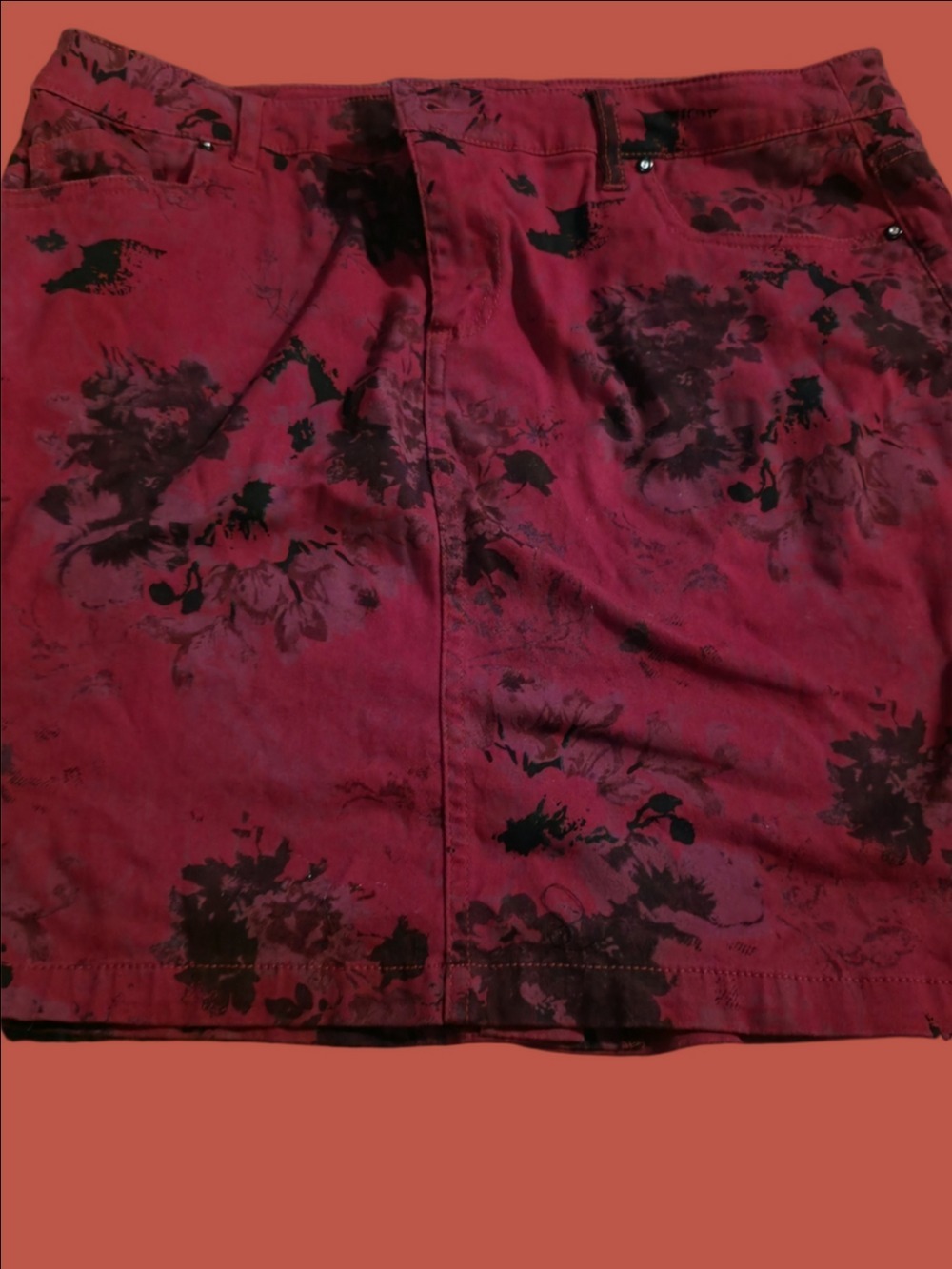 4/$25 Deal! Red Floral Print Mini Skirt
